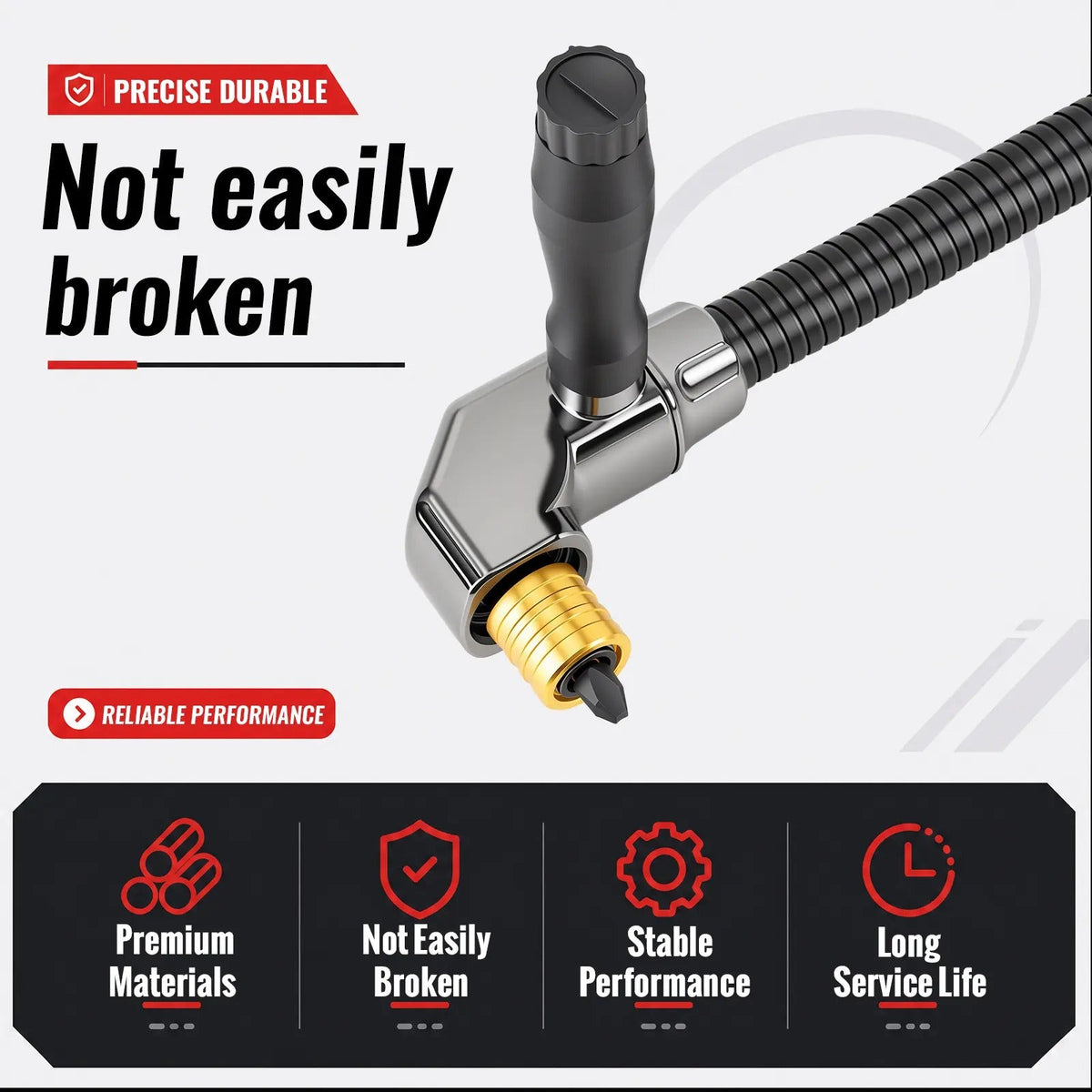 90-Degree Right Angle Drill Attachment, Swivel Corner Drill Adapter Tool for Confined Spaces, Heavy-Duty Electric Drill Extension for Furniture, Closets, and Woodworking