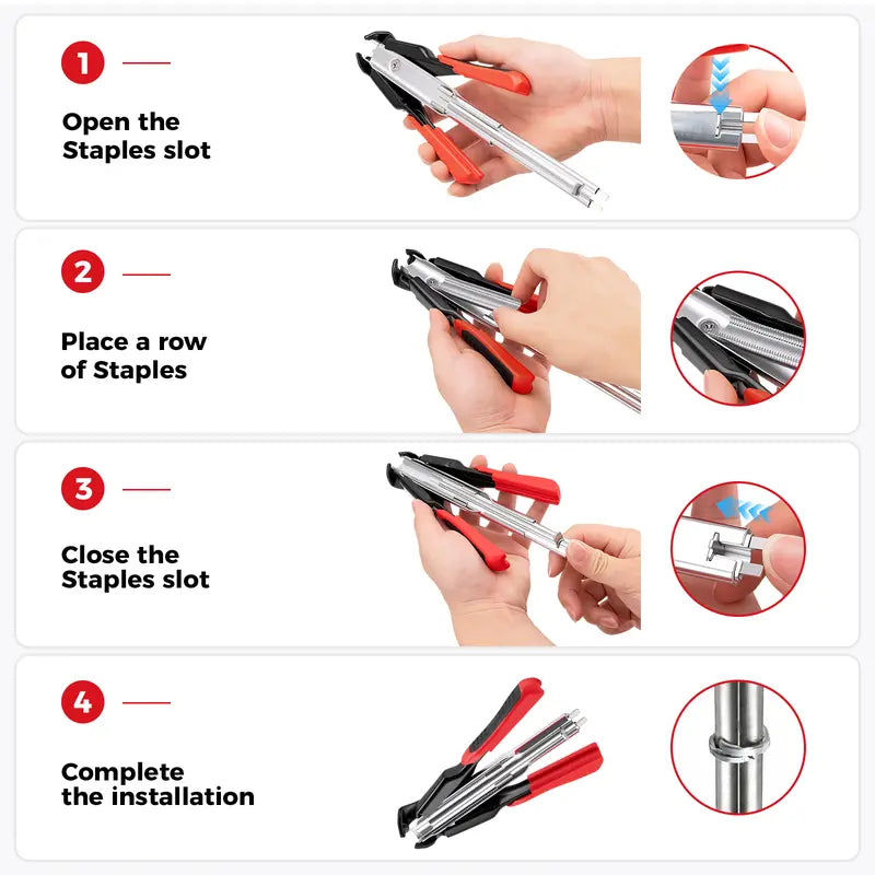 100 PCS/2500 PCS C Clips Hog Ring Pliers Kit, 3/4'' Hog Ring Nail, Fencing Plier Staple Gun Cage Clamp for Animal Pet Cages Fencing, Upholstery, Car Cushions, Meat and Sausage Casings