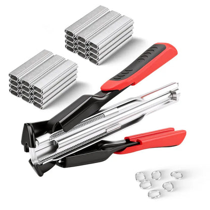 100 PCS/2500 PCS C Clips Hog Ring Pliers Kit, 3/4'' Hog Ring Nail, Fencing Plier Staple Gun Cage Clamp for Animal Pet Cages Fencing, Upholstery, Car Cushions, Meat and Sausage Casings