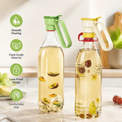 Plastic Bottle Pour Spout Cap Dispenser - 2 Count, Portable Kitchen Utensil with Carry Handle, Detachable Wide Mouth & Different Caliber, for DIY Oil Pots & Refrigerator Cold Water Making