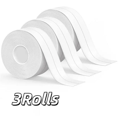 Cinta selladora blanca, 3 rollos, para baño y cocina, cinta de calafateo autoadhesiva para baño, borde de bañera, inodoro, encimera de cocina (3.8 cm x 3.2 m)