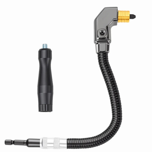 Accesorio de taladro en ángulo recto de 90 grados, adaptador de taladro para esquinas giratorias para espacios confinados, extensión de taladro eléctrico de alta resistencia para muebles, armarios y carpintería