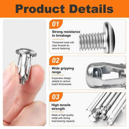 30Pcs/90Pcs Heavy-Duty Carbon Steel Button Rivet Locking Nuts Set - Durable, Rustproof, Bolt-Compatible Industrial & Furniture Hardware for Panel Fixing, Sheet Metal Repair (M4, M5, M6 Sizes)