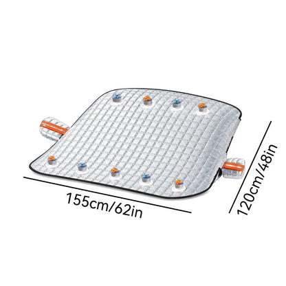Thick Quilted Car Windshield Snow & Frost Cover, All-Season Waterproof Ice Sun Shield With Mirror Sleeves, Windproof Suction Cup Fixing, Anti-Dust UV Protection For Sedans SUVs Trucks, Skip Daily Morning Ice Scraping