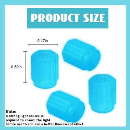 Fluorescent Glow-in-Dark Waterproof Shine Air Caps Cover, Universal Glow-Ready Caps for Car Tire Valves & Bike Stem Covers, Great for Bike and Car Use