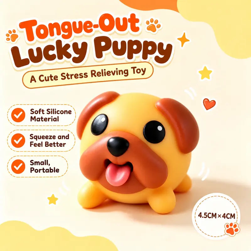 Funny Tongue Popping Pug Toy, Cute Squeeze Dog Fidget Toy, Soft Silicone Stress Relief Gadget, Novelty Desk Toy & Gift,Halloween Christmas Birthday Funny Gift