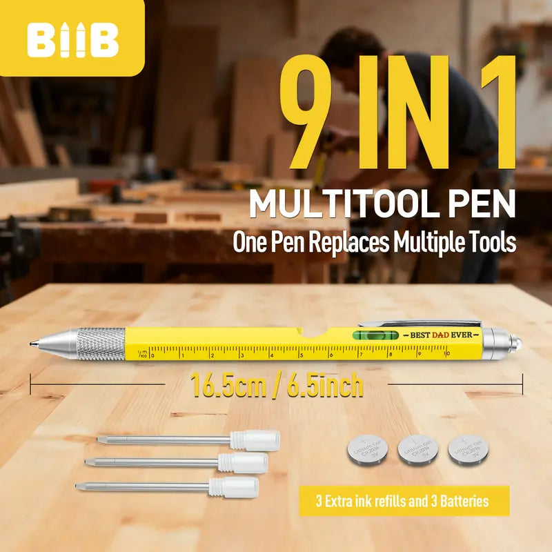 9-in-1 Multitool Pen - Multifunctional Stationery, Fathersdaygift, Christmas Gifts for Him, Mens Gifts, Dad Stocking Stuffers, Anniversary Birthday Gadget,toolupgrade