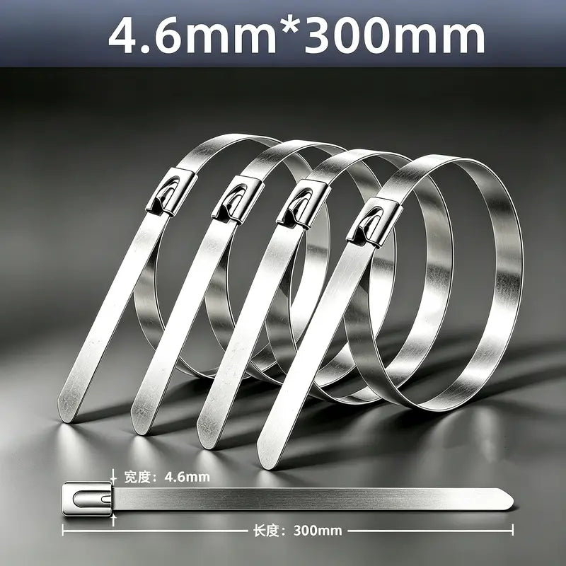 Heavy‑Duty 304 Stainless Steel Cable Tie Tensioning Tool Set | 11.8 Inch Self‑Locking Metal Zip Ties + Removal Screwdriver, Rustproof Metal Cable Ties for Car, Fencing, Plumbing & Outdoor Projects