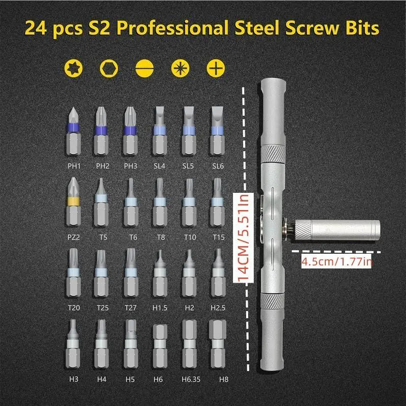 Ratchet Magetic Screwdriver Set, S2 Steel Precision Screwdriver Set - Removable Self Assembly Screwdriver Kit for Furniture Assembly and Repair - Gift for DIYer toolupgrade