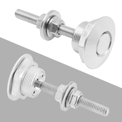 4Pcs Universal Anodizing Treatment Aluminum Quick-Release Lock Latches, 1.25-Inch Diameter Silver Easy-to-Use Anti-Aging Fasteners for Vehicles, Cabinets, Bumper, Hood, License Plate