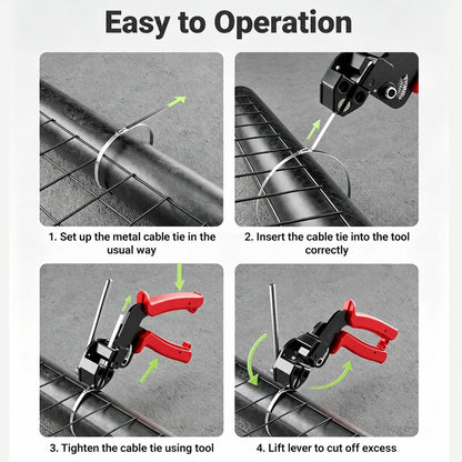 Heavy‑Duty 304 Stainless Steel Cable Tie Tensioning Tool Set | 11.8 Inch Self‑Locking Metal Zip Ties + Removal Screwdriver, Rustproof Metal Cable Ties for Car, Fencing, Plumbing & Outdoor Projects