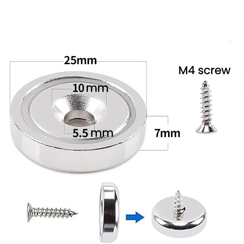 10 Packs Round Magnets with Hole, Strong Magnets Heavy Duty for Wall Mounting, Neodymium Cup Magnet with Holes in The Center, Screws for Tool Room,Industrial