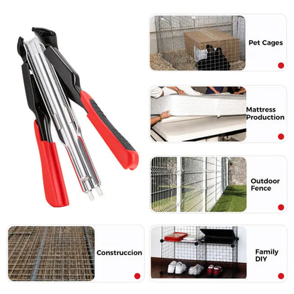 100 PCS/2500 PCS C Clips Hog Ring Pliers Kit, 3/4'' Hog Ring Nail, Fencing Plier Staple Gun Cage Clamp for Animal Pet Cages Fencing, Upholstery, Car Cushions, Meat and Sausage Casings