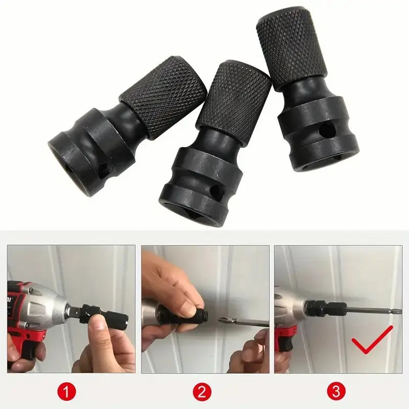 1/2 inch Square Drive to 1/4 inch Hex Female Socket Adapter Converter Chuck Adapter for Impact Air and Electric Wrench