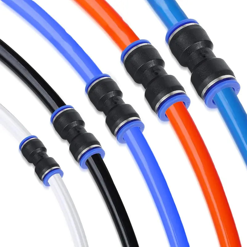 80 Pieces Air Hose Fittings Air Line Fittings Straight Push to link 4 6 8 10 12 mm Quick Release Pneumatic Connectors Plastic Straight Tube Connector Push to Connect Fittings for Tube