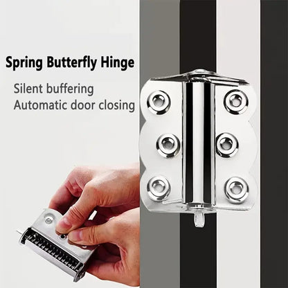 4 bisagras de resorte de acero inoxidable, cierre automático, para puertas mosquiteras, 2.4 x 3 pulgadas, para interiores, exteriores y uso comercial