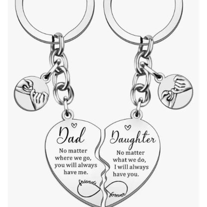 2 Pcs Mother/Father Daughter Heart Matching Keyring Keychain Set Gifts For Mom Mothers Day Gifts from Daughter