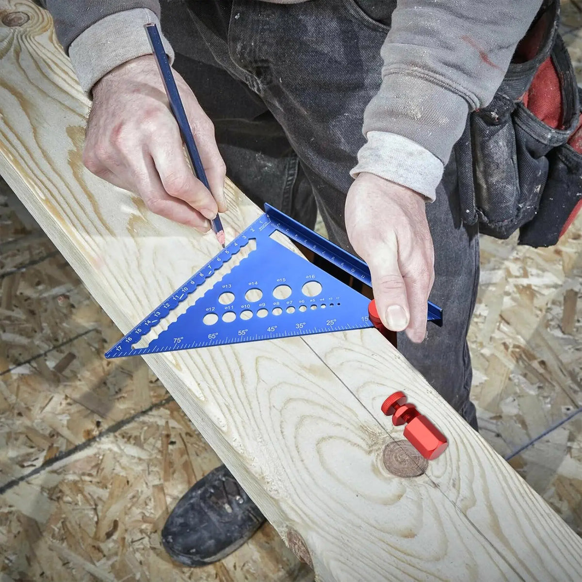 Tall Stair Gauges for Framing Square with Holder and Hook, Framing Jig for Speed Square, Framing Square Stops for Carpentry Squares & Circular Saw