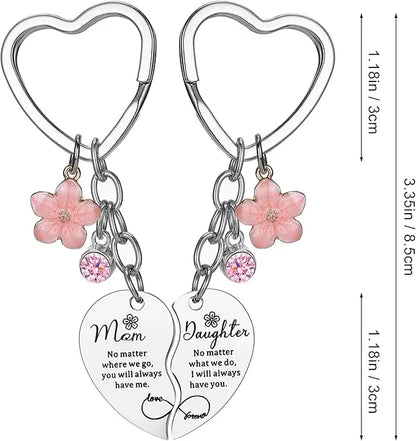 2 Pcs Mother/Father Daughter Heart Matching Keyring Keychain Set Gifts For Mom Mothers Day Gifts from Daughter
