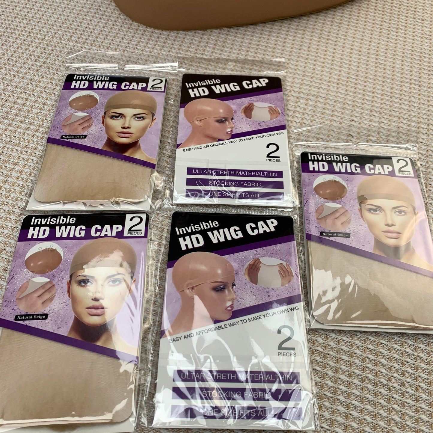 HD Wig Caps 5 Packages 10pcs - Light Brown Elastic Medium Nylon Stocking Caps for Cosplay, Breathable Wig Caps for Comfort and Style
