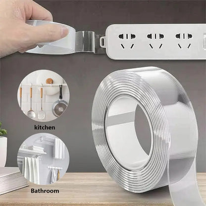 Ultra-strong Double Sided Adhesive Nano Tape Heavy Duty Transparent Reusable Tapes Heat Resistance for Bathroom Home Decoration Picture Hanging Picture Hanging 10.5FT Traceless Magic Tape