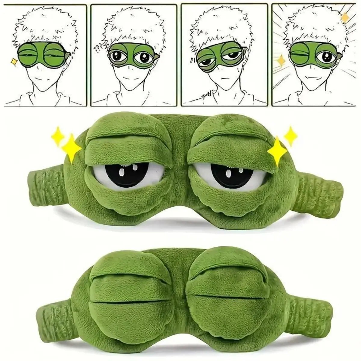 3D Frog Eye Mask, Soft Cute 3D Shaping Cartoon Eyeshade, Hypoallergenic Portable Blindfold for Travel and Napping, Whimsical Gifts for Adults