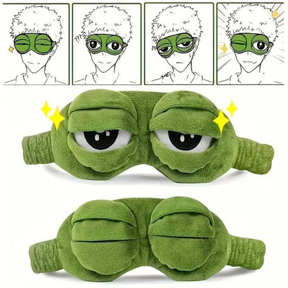 3D Frog Eye Mask, Soft Cute 3D Shaping Cartoon Eyeshade, Hypoallergenic Portable Blindfold for Travel and Napping, Whimsical Gifts for Adults
