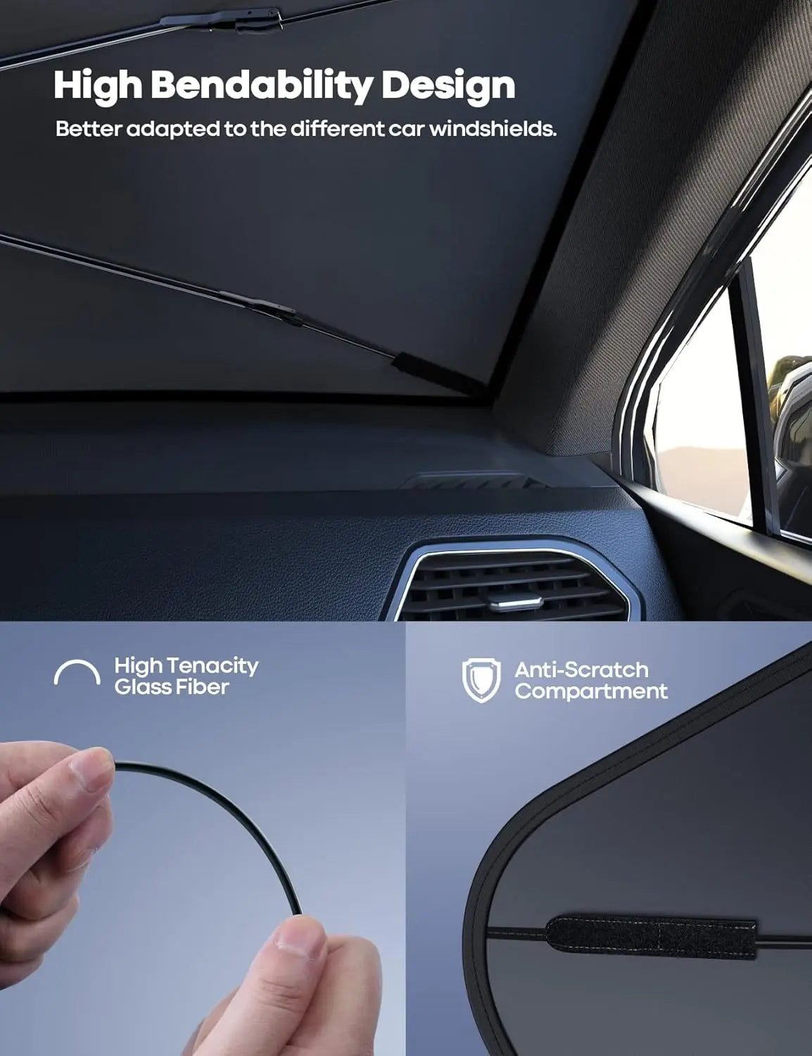 Portable Car Windshield Sunshade, Foldable Car Windshield Cooling Umbrella for Daily,Car Exterior Accessories,Car Window Shades