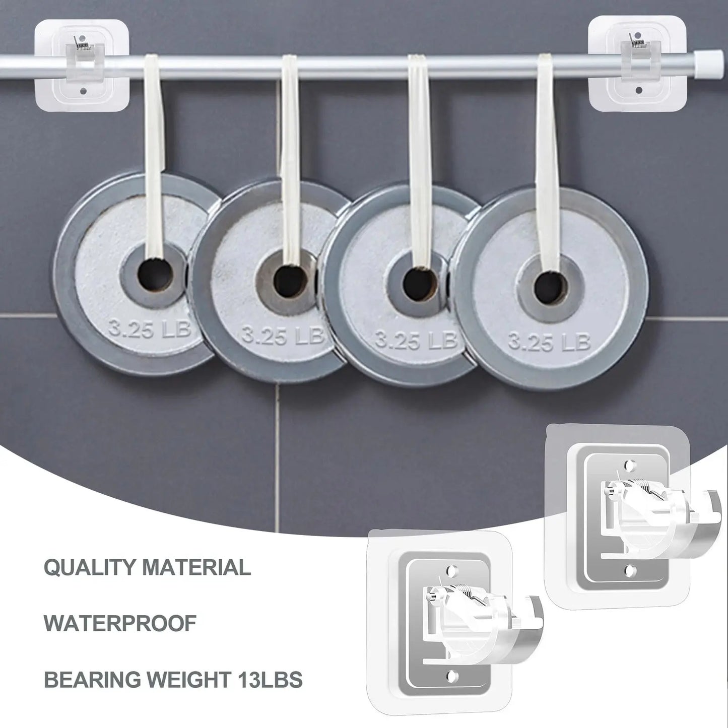 A set of 8PCS Curtain Rod Brackets with Clips,Transparent Drapery Hooks,Rod Hanging,Adjustable Rods Holder,Multipurposefor Curtain Rod Hooks for Livingroom Bathroom Kitchen Bedroom Toilet Apartment