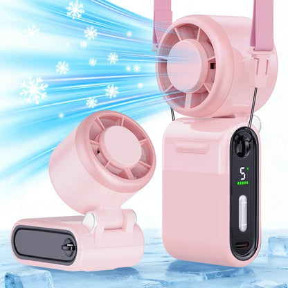 Pocket Fan Mini Portable Handheld Turbo Lightweight Fan 4000mAh 5-Speed Strong Airflow USB Rechargeable Fans with Adjustable Lanyard for Outdoor Travel Beach Summer Gifts for Women & Men