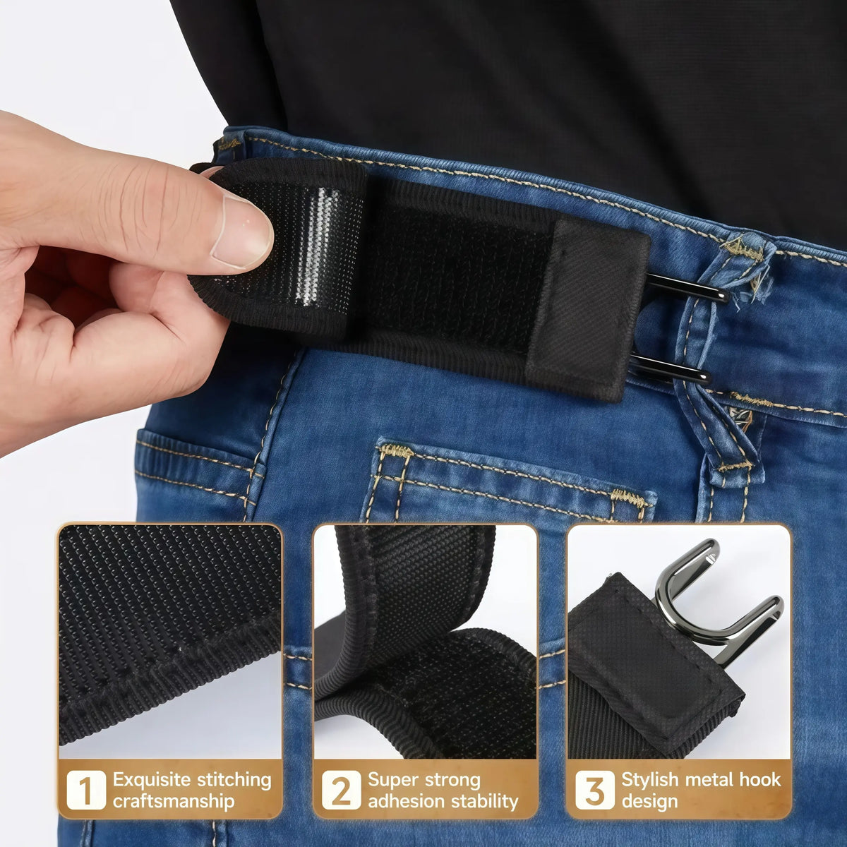 Tactical Metal Hook Elastic Belt (Unisex) - Patented No - Buckle Invisible Design | Soft Adjustable Side TikTokShopBlackFriday