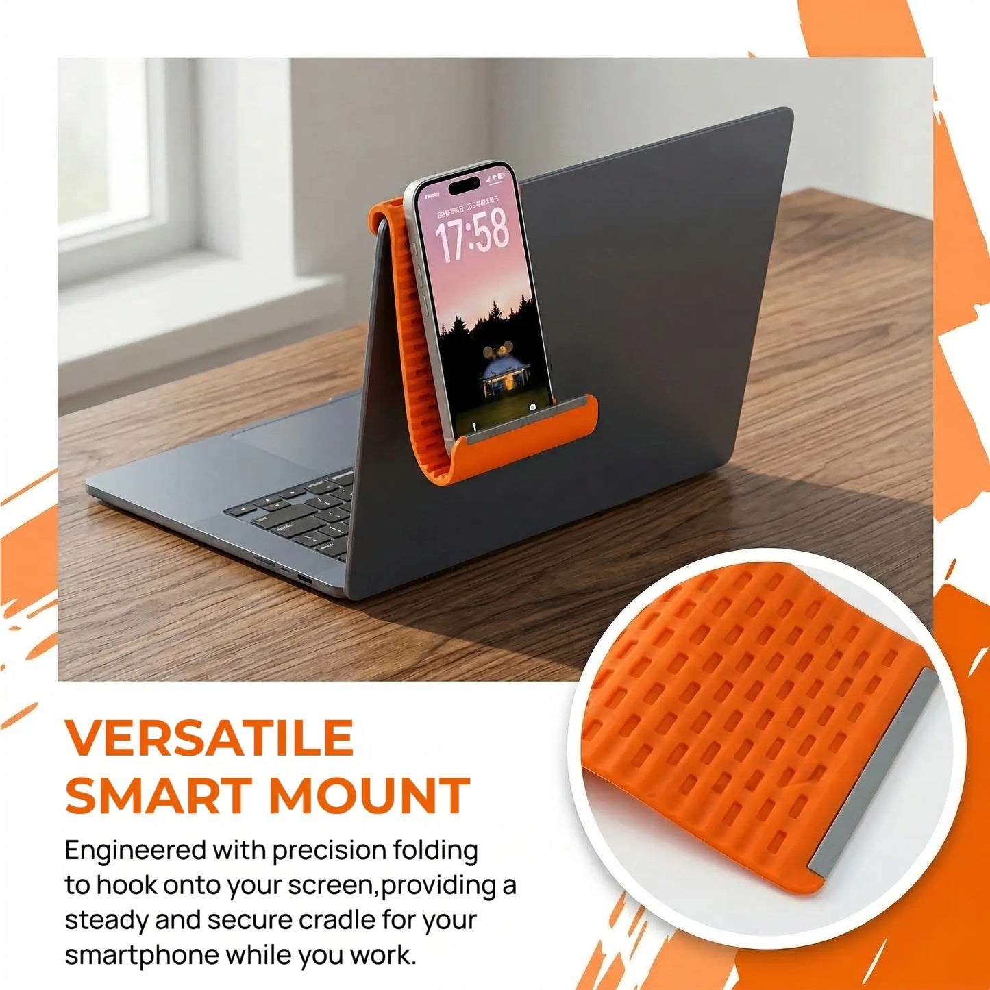 Soporte de teléfono de aluminio y silicona flexible, diseño plegable y enrollable, soporte de escritorio antideslizante universal ajustable para teléfono, tablet, portátil, soporte ergonómico portátil para el hogar, la oficina y viajes-YY
