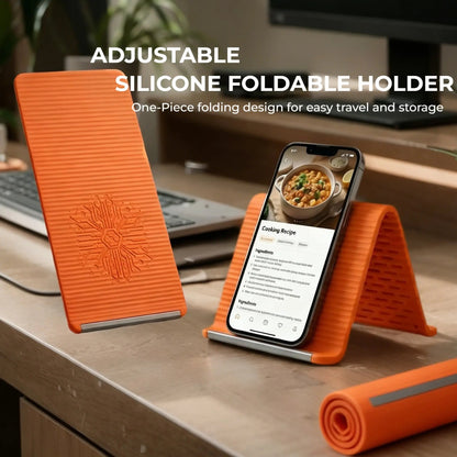 Soporte de teléfono de aluminio y silicona flexible, diseño plegable y enrollable, soporte de escritorio antideslizante universal ajustable para teléfono, tablet, portátil, soporte ergonómico portátil para el hogar, la oficina y viajes-YY