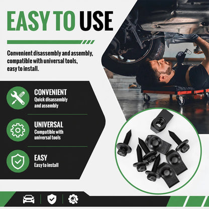 50PCS 1/4 Body Bolts & U-Nut Clips Kit for Fender Bumper Engine Cover Splash Shield Fastener Retainer Clips, Automotive Universal Screws Black(25 Sets)