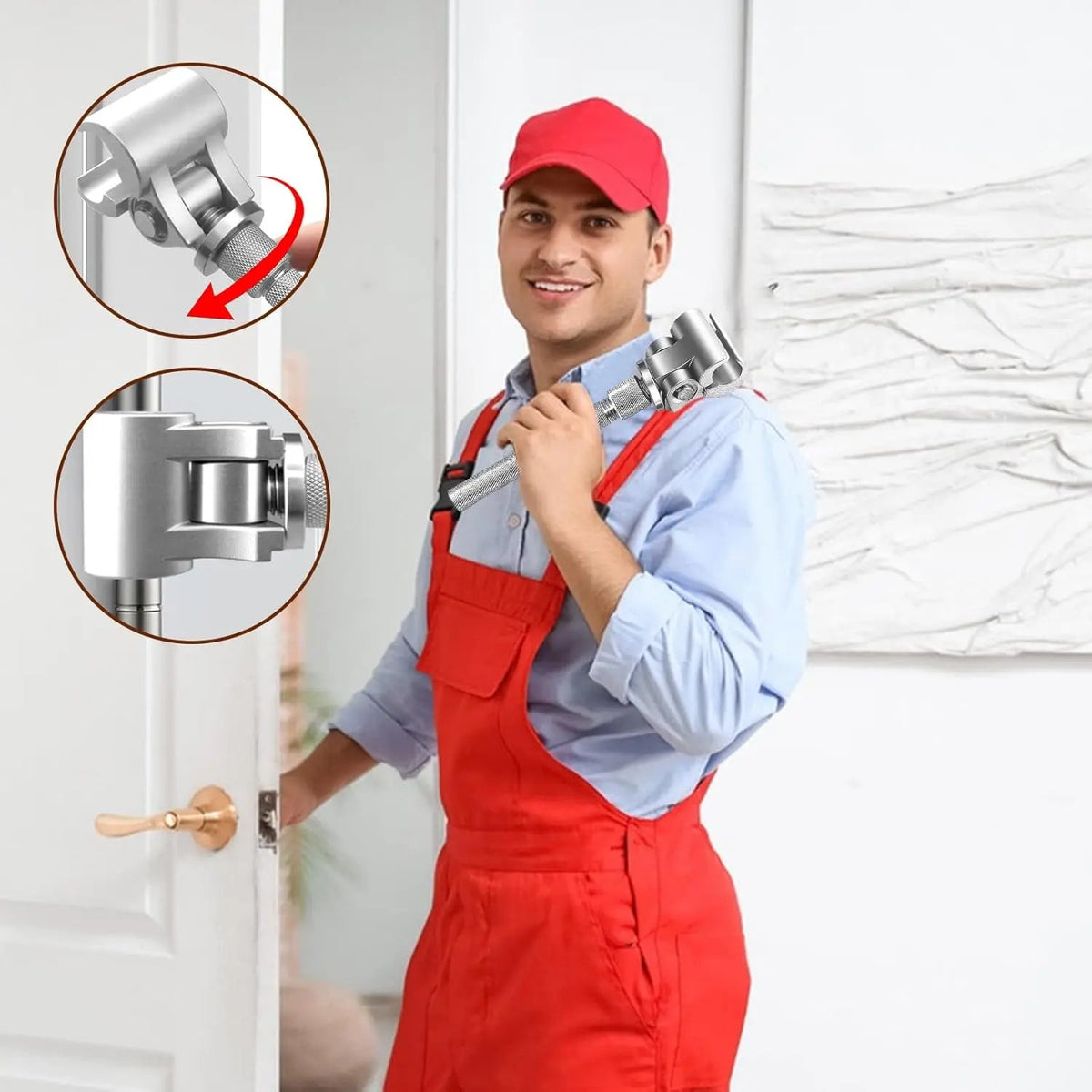 Llave para Bisagras, Herramienta de Alineación Ajustable, Material Acero, Ajustador de Bisagras de Puerta, Abrepuertas de Armarios y Alacenas, Función de Control de Precisión, Para Muebles del Hogar, RV, Lugar de Trabajo, Apartamento