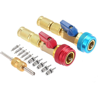 R134A Valve Core Remover Installer, High Low Pressure AC Valve Core Tool Kit for R134A Refrigerant System