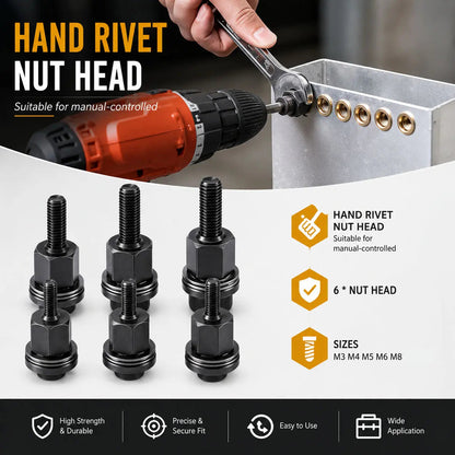 Herramienta para tuercas remachables, kit de tuercas remachables M3 M4 M5 M6 M8, juego de tuercas remachables de acero al carbono, kit de tuercas remachables roscadas, accesorio de herramienta remachadora manual para almacenes de reparación de automóviles