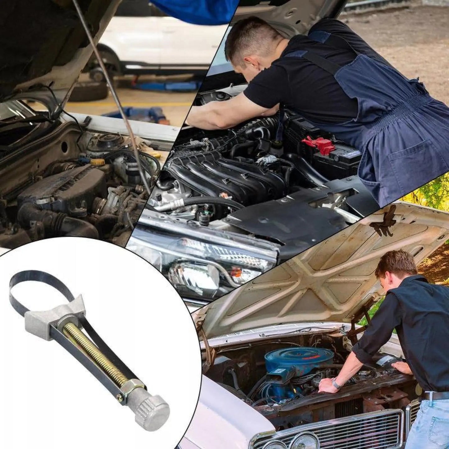 NUEVA herramienta de llave de correa ajustable para extracción de filtro de aceite de coche, llave para filtro de aceite de coche.