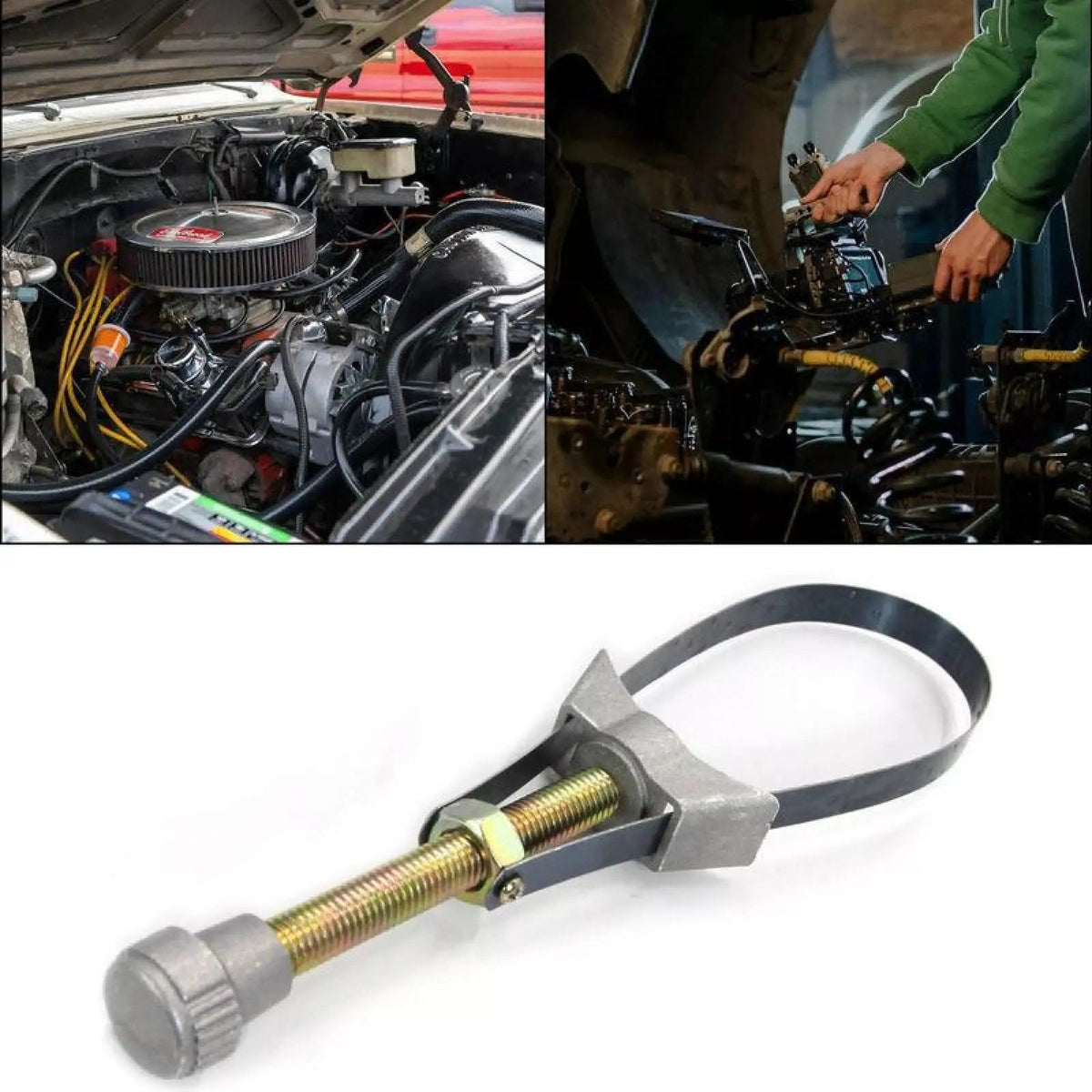 NUEVA herramienta de llave de correa ajustable para extracción de filtro de aceite de coche, llave para filtro de aceite de coche.