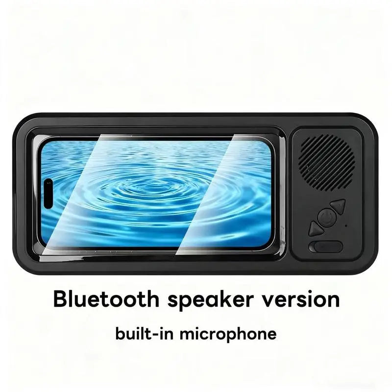 Bathroom shower waterproof phone holder Bluetooth speaker 360°Rotation touch screen mobile phone box watch movie listening music Summervibes