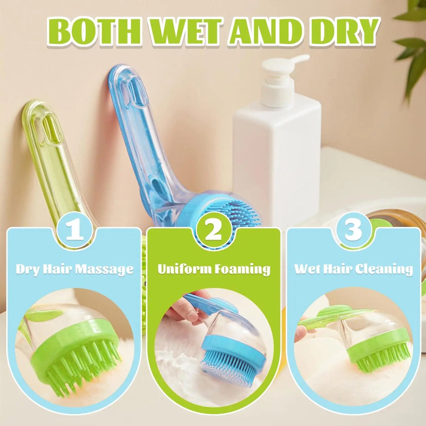 Cepillo de baño para mascotas con dispensador de champú para perros y gatos, mango ergonómico, herramienta de aseo para masaje suave, fácil de usar, suministro esencial para el baño de perros