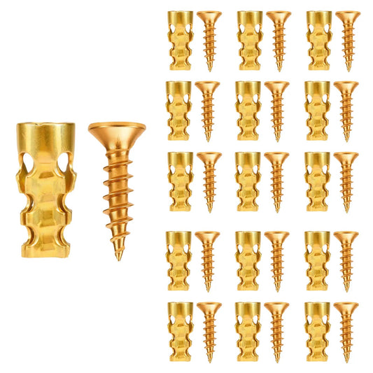 Tornillos de reparación de roscas para bisagras de puerta de 6 x 14 mm, anclajes de pared de expansión corta de 30/60 unidades, reparador de roscas para gabinetes, azulejos, piedra y bisagras de partición, regalo del Día del Padre